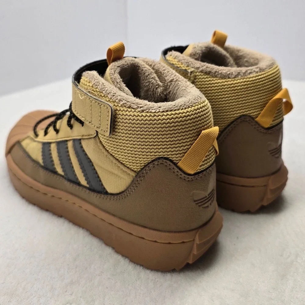 Adidas Superstar Winter Boots Mesa Brown Shell Toe Faux Fur Lined Kids Size 1